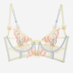 For Love & Lemons Pastel Papillon Longline Bra Size 34DD NWT